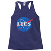 lies nasa logo Racerback Tank
