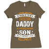 Super Cool Daddy Of A Freaking Awesome Son Ladies Fitted T-Shirt
