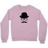 hat wayfarer glasses funny moustache hipster funny geek light tee shir Crewneck Sweatshirt