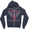 my hero is now my angel breast cancer awareness Zipper Hoodie