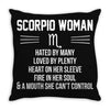Scorpio Woman Throw Pillow