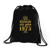 kings are born in 1973 Drawstring Bags