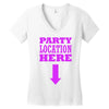 party location here Women's V-Neck T-Shirt