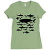 shark chart light blue t shirt Ladies Fitted T-Shirt