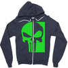 mad engine marvel brand punisher scar glow in the dark Zipper Hoodie