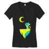 moon cat Women's V-Neck T-Shirt
