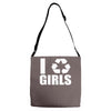 i recycle girls  funny Adjustable Strap Totes