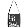 this city need superhero Adjustable Strap Totes