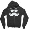 hipster glasses and moustache Zipper Hoodie