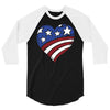 disstressed america flag heart 3/4 Sleeve Shirt
