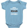 never underestimate an old man who was born in september Baby Onesie