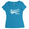married since 2015   mens funny wedding marriage Women's Triblend Scoop T-shirt