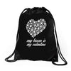 my boxer is my valentine Drawstring Bags