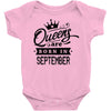 Queens Are Born In September Baby Onesie