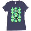 sad alien and daisy nineties grunge pattern Ladies Fitted T-Shirt