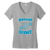 science worship funny geek atheist anti religion Women's V-Neck T-Shirt