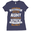 Super Cool Aunt Of A Freaking Awesome Nephew Ladies Fitted T-Shirt