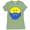 bearded smiley face Ladies Fitted T-Shirt