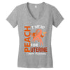 I Wear Peach For Uterine Cancer Awareness Women's V-Neck T-Shirt