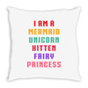 i am a mermaid unicorn kitten fairy princess Throw Pillow