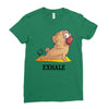 yoga pug exhale Ladies Fitted T-Shirt