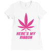 Support Breast Cancer Awareness With A Pink Cannabis Leaf Ladies Fitted T-Shirt