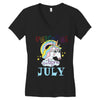 unicorns are born in july cute unicorn Women's V-Neck T-Shirt
