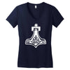 thors hammerretro viking norse fashion cool Women's V-Neck T-Shirt