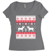 reindeer christmas ugly sweater Women's Triblend Scoop T-shirt
