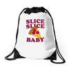 slice slice baby pizza tee Drawstring Bags