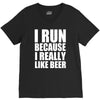 i run because i really like beer V-Neck Tee