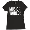 music on world off Ladies Fitted T-Shirt