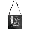 peace love anime Adjustable Strap Totes