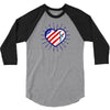 heart us flag 4th july fredom america usa 3/4 Sleeve Shirt