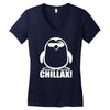 penguin chillax funny new Women's V-Neck T-Shirt