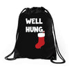 well hung endowed christmas stocking funny Drawstring Bags