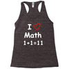 kids boys childrens i love math 1+1=11 funny Racerback Tank