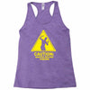 caution shapes being thrown printed Racerback Tank