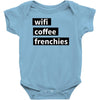 wifi, coffee, frenchies Baby Bodysuit