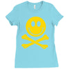 smiley pirate skull and crossbones Ladies Fitted T-Shirt
