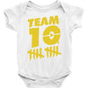 team 10  gold Baby Onesie