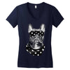 bull dog american falg Women's V-Neck T-Shirt