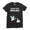 Baby On Board with Stork Ladies Fitted T-Shirt