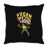 vegan pizza power Throw Pillow