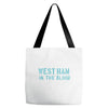 west ham in the blood retro style new Tote Bags