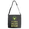 milk and eggs Adjustable Strap Totes