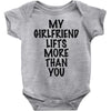 my girlfriend lifts more than you (2) Baby Onesie