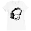 headphones black humor Ladies Fitted T-Shirt