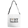 i love my soldier hunter camouflage Adjustable Strap Totes