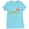 santa peeing merry christmas Ladies Fitted T-Shirt